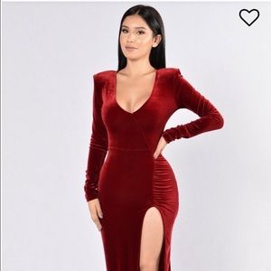 Red/burgundy fashion nova  velvet dress